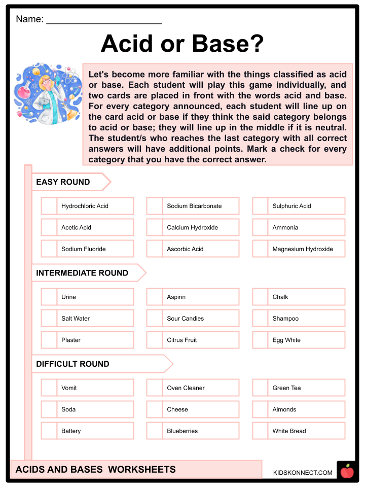 Acids And Bases Worksheets Uses Of Acids And Bases Fun Facts Acids And Bases Worksheets Uses Of Acids And Bases Fun Facts
