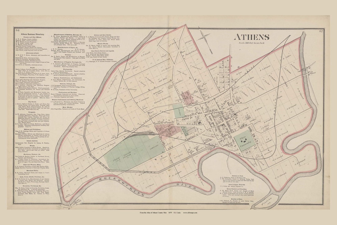 Athens 1875 Old Town Map Reprint Athens County Ohio Etsy Athens 1875 Old Town Map Reprint Athens County Ohio Etsy