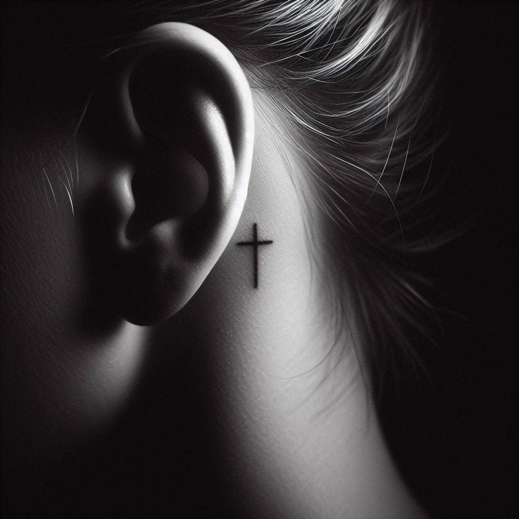 Behind Ear Cross Tattoo: Meaning & Design Ideas