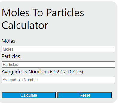 Convert Particles To Moles Calculator Convert Particles To Moles Calculator