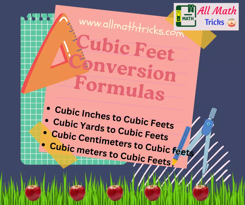 Cubic Feet Conversions Formula Cubic Inches Cubic Yards Cubic Cubic Feet Conversions Formula Cubic Inches Cubic Yards Cubic