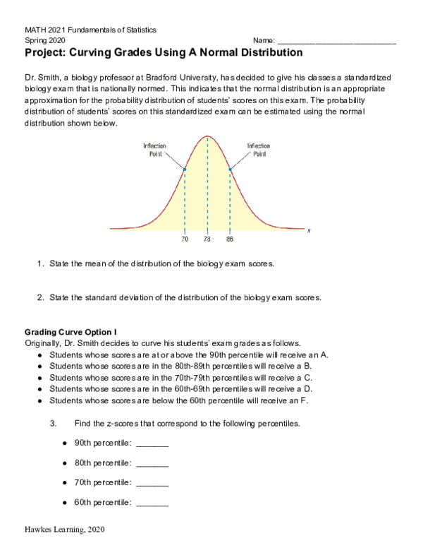 Curving Scores With A Normal Distribution Curving Scores With A Normal Distribution