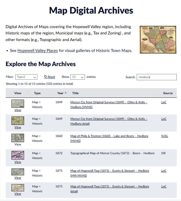 Document Map Archives Hopewell Valley History Project Document Map Archives Hopewell Valley History Project