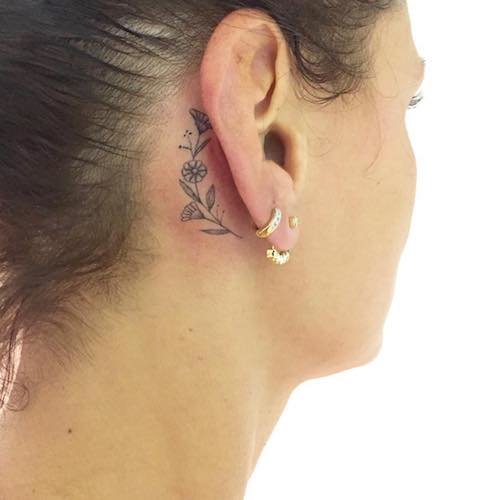 Fine Line Flowers Tattoo Done Behind The Ear Lavender Tattoo Flower Fine Line Flowers Tattoo Done Behind The Ear Lavender Tattoo Flower