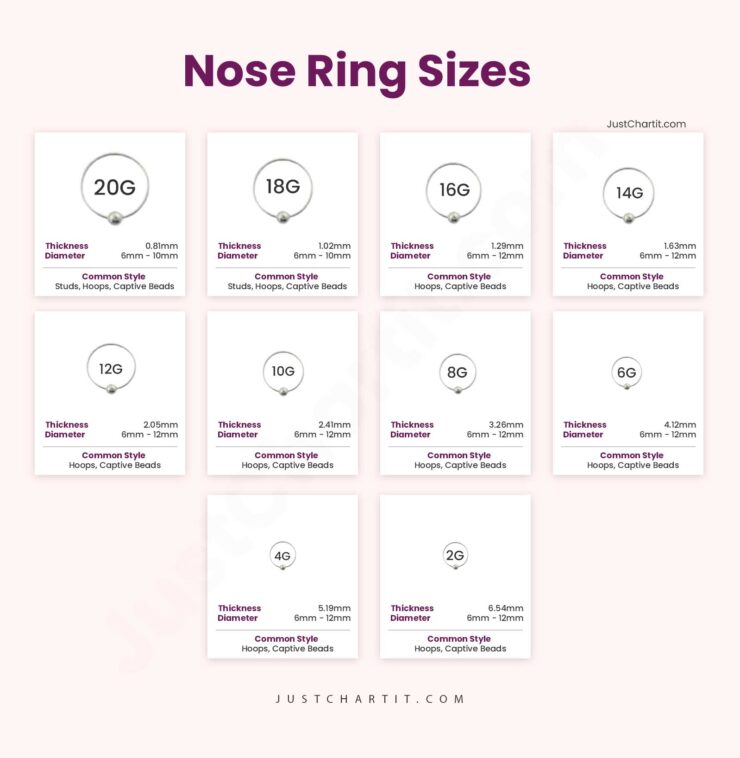 Nose Ring Diameter Size Chart Nose Ring Diameter Size Chart