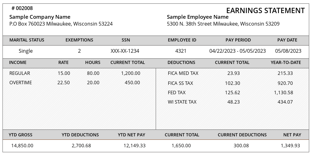 Sample Of Pay Stubs Sample Of Pay Stubs