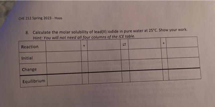Solved Calculate The Molar Solubility Of Lead Ii Iodide Chegg Com Solved Calculate The Molar Solubility Of Lead Ii Iodide Chegg Com